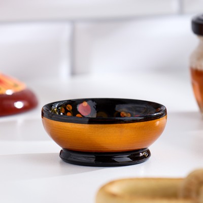 Солонка для свадебного каравая, 6.5×3 см, дерево, хохлома