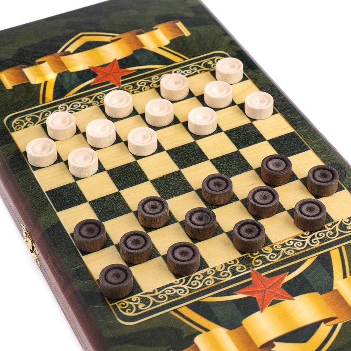 Нарды "Настоящему мужчине", деревянная доска 40 х 40 см, с полем для игры в шашки - фото 1905467653