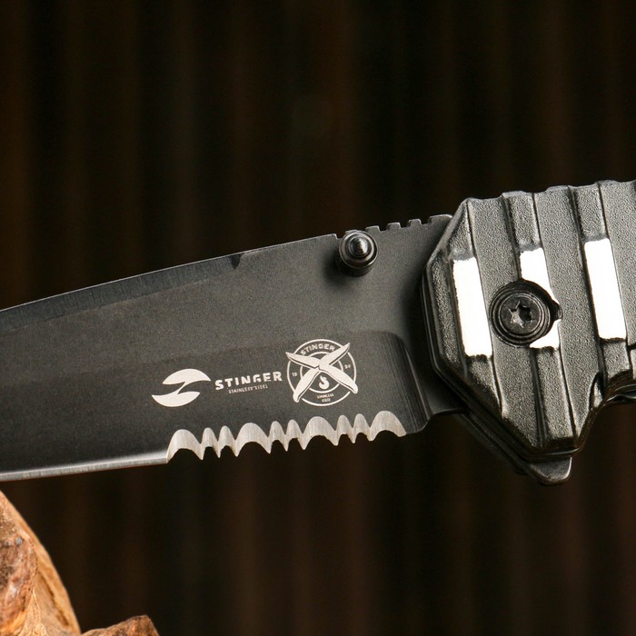 Складной нож Stinger с клипом, 90 мм,  рукоять: сталь, алюминий, пластик, коробка картон - фото 1908374583