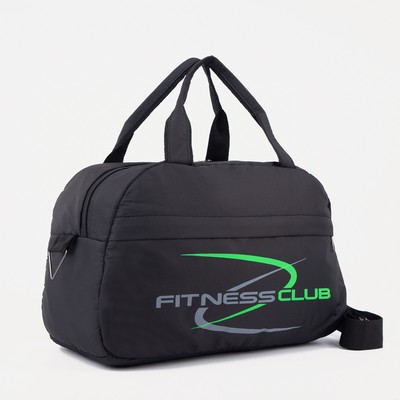 Сумка спортивная, отдел на молнии, наружный карман, длинный ремень, цвет чёрный/зелёный
