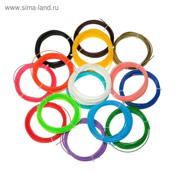 Пластик SL PLA-15, для 3Д ручки, 15 цветов по 10 метров - Фото 1