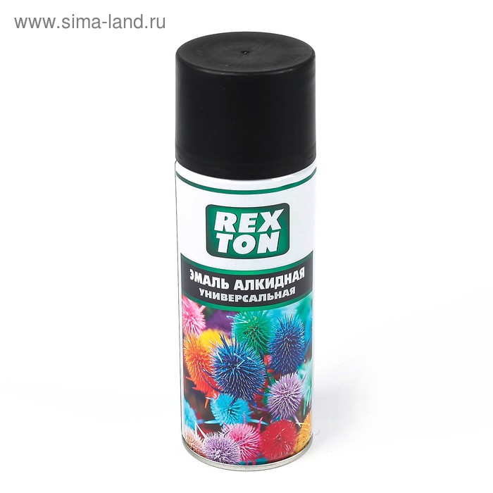 Эмаль алкидная универсальная REXTON, черная матовая, аэрозоль, 520 мл - Фото 1