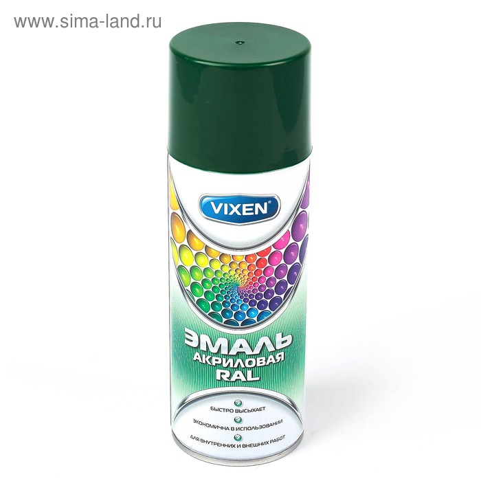Эмаль акриловая VIXEN, лиственно-зеленый, RAL 6002, аэрозоль 520 мл - Фото 1