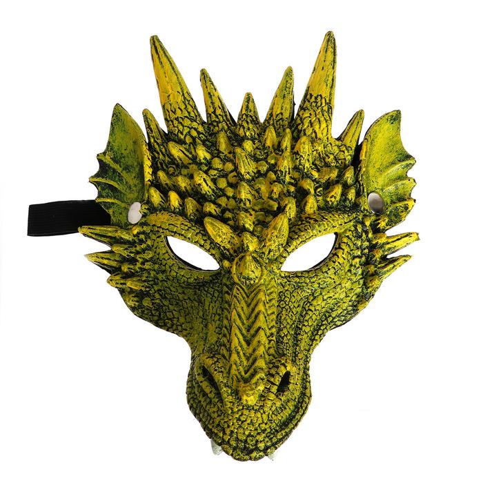 Карнавальная маска «Дракон», цвет зелёный - Фото 1