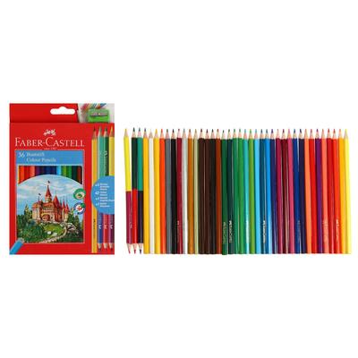 Карандаши 36 цветов Faber-Castell "Замок" шестигранный корпус + 3 двухцветных карандаша + чернографитный карандаш + точилка