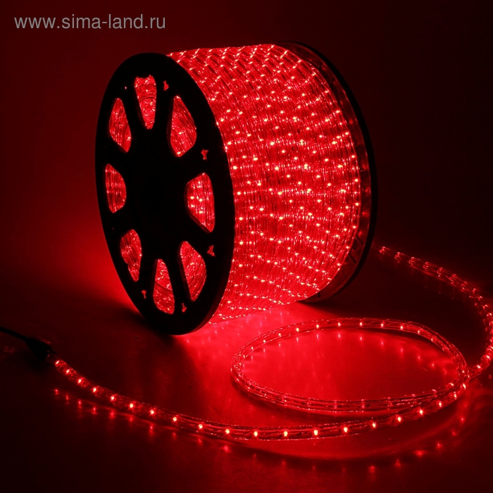 Световой шнур Luazon Lighting 13 мм, IP65, 100 м, 36 LED/м, 220 В, 2W, постоянное свечение, свечение красное - Фото 1