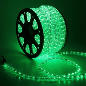 Световой шнур Luazon Lighting 13 мм, IP65, 100 м, 36 LED/м, 220 В, 2W, постоянное свечение, свечение зелёное