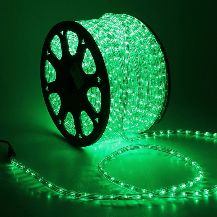 Световой шнур Luazon Lighting 13 мм, IP65, 100 м, 36 LED/м, 220 В, 2W, постоянное свечение, свечение зелёное - фото 2039940
