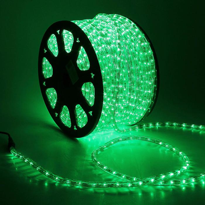 Световой шнур Luazon Lighting 13 мм, IP65, 100 м, 36 LED/м, 220 В, 3W, чейзинг, свечение зелёное - Фото 1