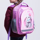 Рюкзак школьный, 37 х 27 х 16 см, эргономичная спинка, Calligrata Б "Зайка", голубой/розовый - Фото 14