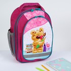 Рюкзак школьный с эргономичной спинкой, Calligrata, 37 х 27 х 16, «Мишка», розовый - Фото 8