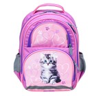 Рюкзак школьный, 36 х 23 х 13 см, эргономичная спинка, Calligrata П "Котёнок", серый/розовый - Фото 7