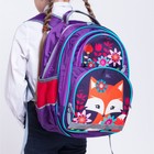 Рюкзак школьный с эргономичной спинкой, Calligrata, 36 х 23 х 13, «Лисичка», голубой/розовый - Фото 13