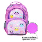 Рюкзак школьный, 36 х 23 х 13 см, эргономичная спинка, Calligrata П "Совушка", сиреневый - Фото 2