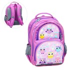 Рюкзак школьный, 36 х 23 х 13 см, эргономичная спинка, Calligrata П "Совушка", сиреневый - Фото 8
