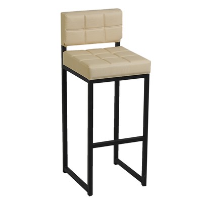 Стул барный «Клик Мебель. ЛОФТ - 1», со спинкой, искусственная кожа, цвет чёрный/ молочная рептилия