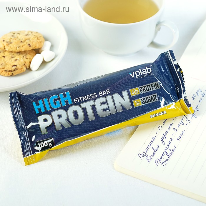 Батончик VPLab 40% High Protein Fitness Bar, банан, 100 г - Фото 1