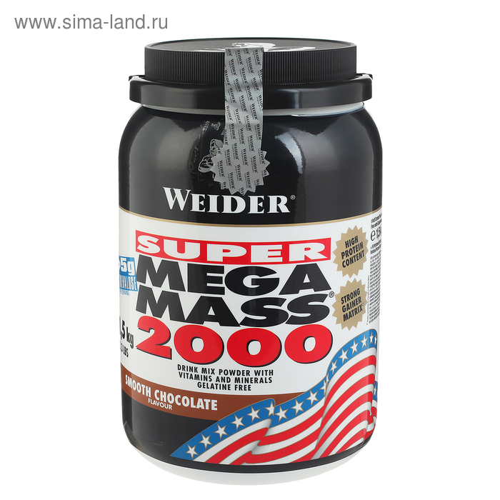 Гейнер Weider Mega Mass 2000, шоколад, 1,5 кг - Фото 1