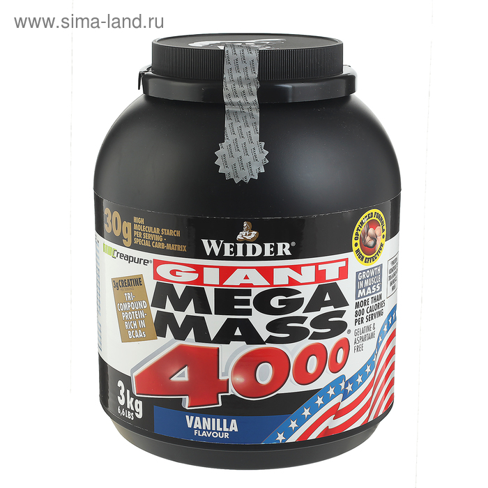 Гейнер Weider Mega Mass 4000, ваниль, 3000 г - Фото 1