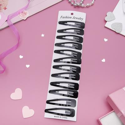 Заколки для волос «Классика стиль», 6.5 см, набор 12 шт., чёрные