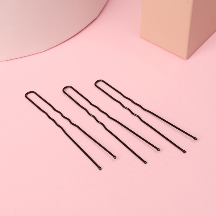 Шпильки для волос «Классик», набор 40 шт., 6 см, чёрные - Фото 1