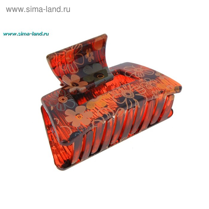 краб для волос цветы "Прозрачный" прямоугольник 7 см - Фото 1