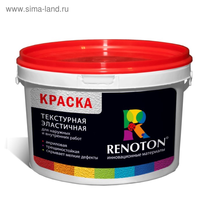 Краска ВДАК «RENOTON» текстурная, белая, эластичная 14кг - Фото 1