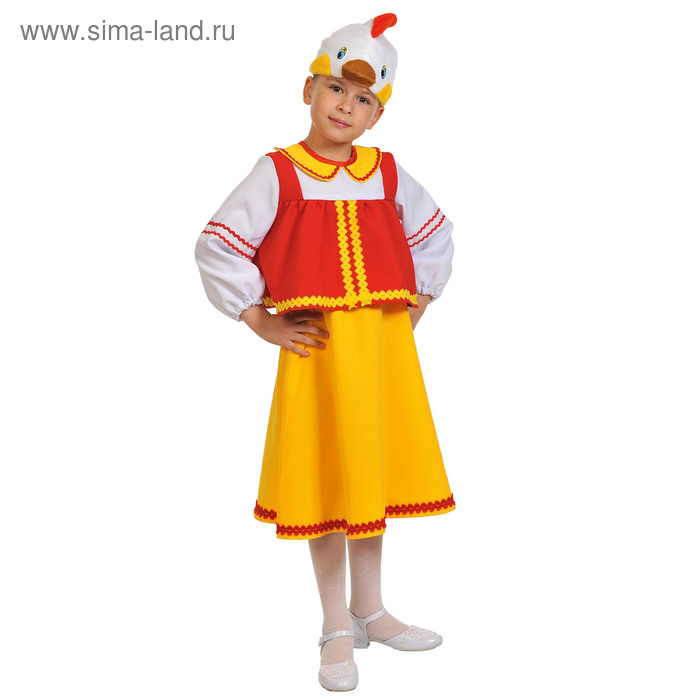 Карнавальный костюм "Курочка Ряба", маска, блузка, юбка, рост 98-128 см   8005 - Фото 1
