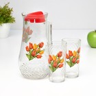 Набор для напитков «Букеты», 3 предмета: кувшин 1.7 л, стаканы 230 мл, 2 шт., стекло, рисунок МИКС - Фото 1