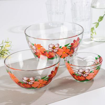 Набор салатников «Цветник», 3 шт.: 215 мл, d=11 см; 450 мл, d=15.8 см; 925 мл, d=18.8 см, МИКС