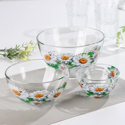 Набор салатников «Цветник», 3 шт.: 215 мл, d=11 см; 450 мл, d=15.8 см; 925 мл, d=18.8 см, МИКС