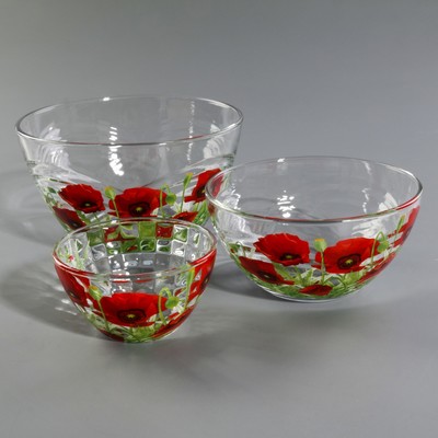 Набор салатников «Цветник», 3 шт.: 215 мл, d=11 см; 450 мл, d=15.8 см; 925 мл, d=18.8 см, МИКС