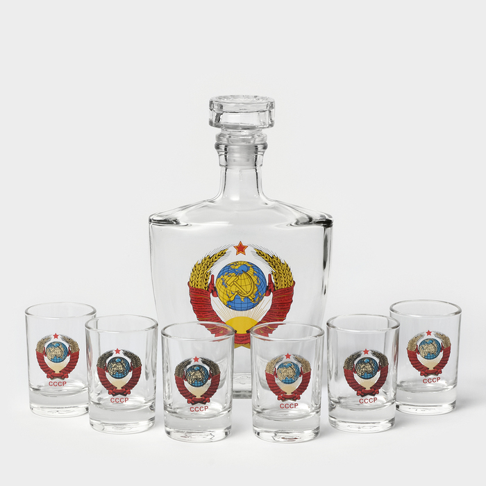 Набор для напитков «Герб СССР», 7 предметов: штоф 500 мл, 6 стопок 50 мл, стекло - Фото 1