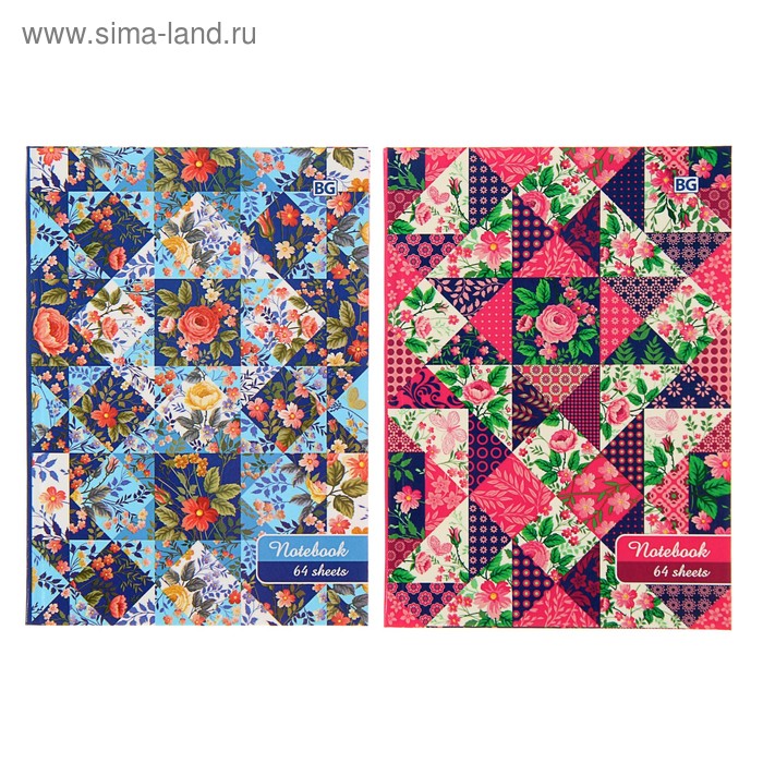 Бизнес-блокнот А6, 64 листа Floral patchwork, твёрдая обложка, глянцевая ламинация, микс - Фото 1