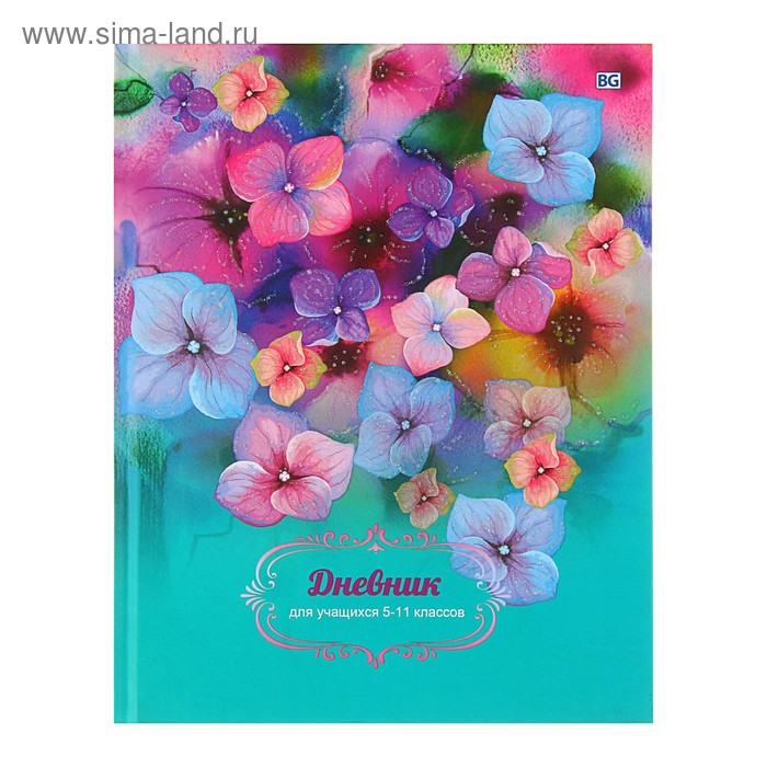Дневник для 5-11 класса Lovely flowers, твёрдая обложка, матовая ламинация глиттер, 48 листов - Фото 1