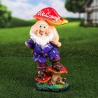 Садовая фигура "Гном с грибом Welcome", разноцветная, гипс, 41 см, микс - Фото 1
