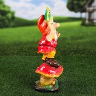 Садовая фигура "Гном с листочком Welcome", разноцветная, гипс, 42 см, микс - Фото 2