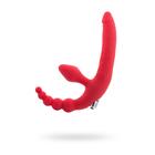 Безремневой страпон Black & Red by Toyfa с вибропулей, красный, 35 см - фото 8664214