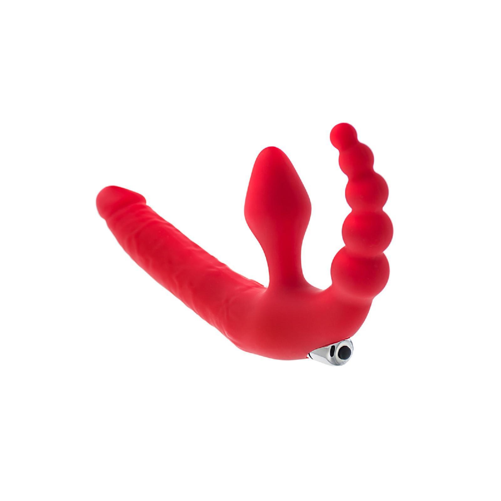 Безремневой страпон Black & Red by Toyfa с вибропулей, красный, 35 см (0T-00008503) - Купить по цене от 1 699.00 руб. | Интернет магазин SIMA-LAND.RU