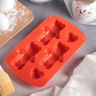 Форма силиконовая для выпечки Доляна «Мишка и сердце», 21×13 см, 5 ячеек (6×8 см), цвет МИКС - Фото 3