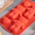 Форма силиконовая для выпечки Доляна «Мишка и сердце», 21×13 см, 5 ячеек (6×8 см), цвет МИКС - Фото 4