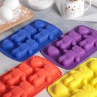 Форма силиконовая для выпечки Доляна «Мишка и сердце», 21×13 см, 5 ячеек (6×8 см), цвет МИКС - Фото 5