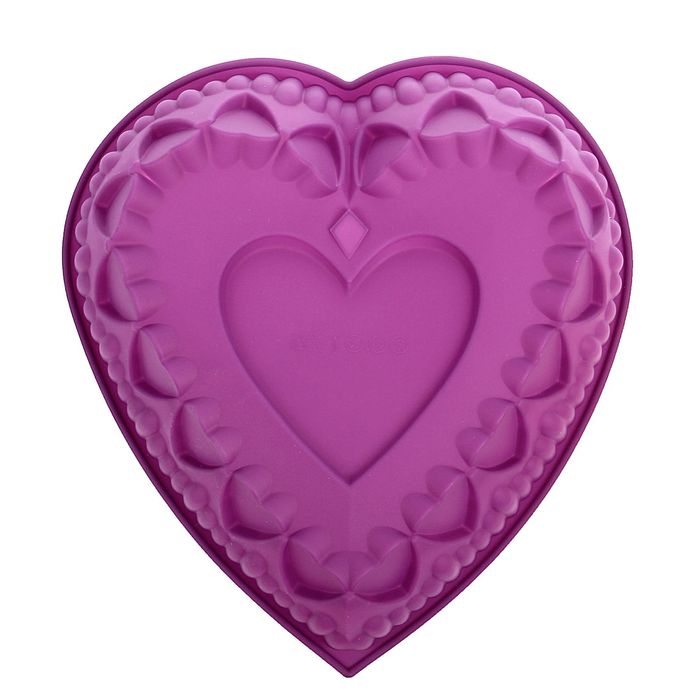 Форма силиконовая для выпечки Доляна «Сердце в сердце», 25,5×28×6 см, цвет МИКС - Фото 1