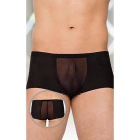 Трусы-шорты мужские с прозрачными вставками SoftLine Collection, цвет чёрный, размер M/L
