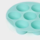 Форма для выпечки Доляна «Круг», силикон, d=25,5 см, 7 ячеек (6×4 см), бирюзовая - Фото 4
