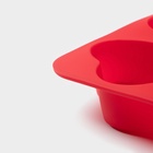 Форма для выпечки Доляна «Сердца», силикон, 16×16 см, 4 ячейки (7×7×3 см), цвет красный - Фото 6