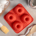 Форма силиконовая для выпечки Доляна «Заварное печенье», 17×17 см, 4 ячейки (d=7 см), цвет МИКС - Фото 2