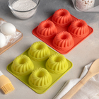 Форма силиконовая для выпечки Доляна «Заварное печенье», 17×17 см, 4 ячейки (d=7 см), цвет МИКС - Фото 5