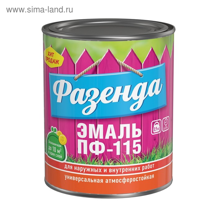 Эмаль ПФ-115 ФАЗЕНДА шоколадная гл 0,9кг ТЕКС - Фото 1