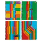 Тетрадь 96 листов клетка на гребне Colorful Strips, картонная обложка, 4 вида МИКС - Фото 1